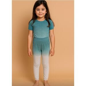 Leggings Girl Elastic Waist Athletic Active Ombre Degraded Blue Aqua Size 7